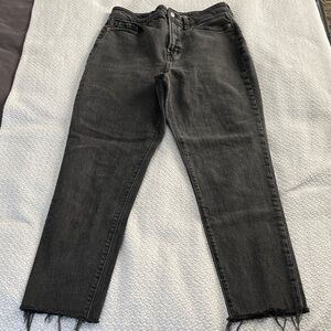 Old Navy charcoal higher high rise straight jeans